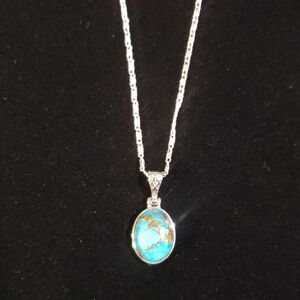 Silver Necklace with Turquoise Pendant